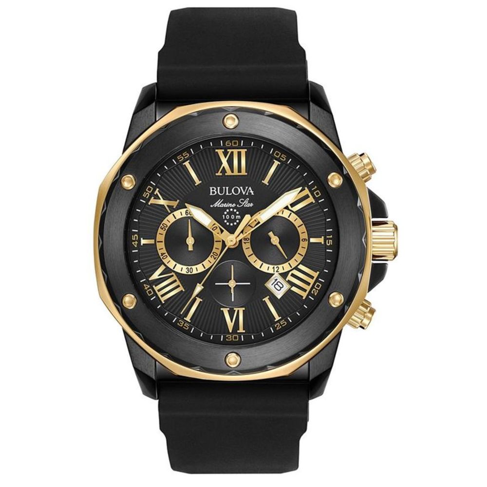 New Bulova Men's Marine Star Black Dial Watch - 98B278